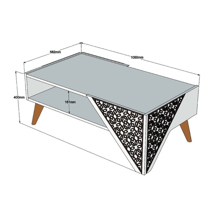 Hanah Home Beril - Mesa de centro Crema con diseño de damasco